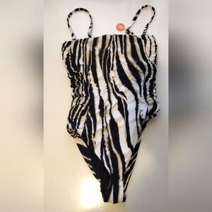 Seafolly Black and White Zebra-Stripe One-Piece Swimwear